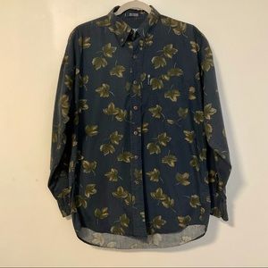 Vintage Chaps Ralph Lauren Long Sleeve Maple Leaves Print Shirt Men’s Size M